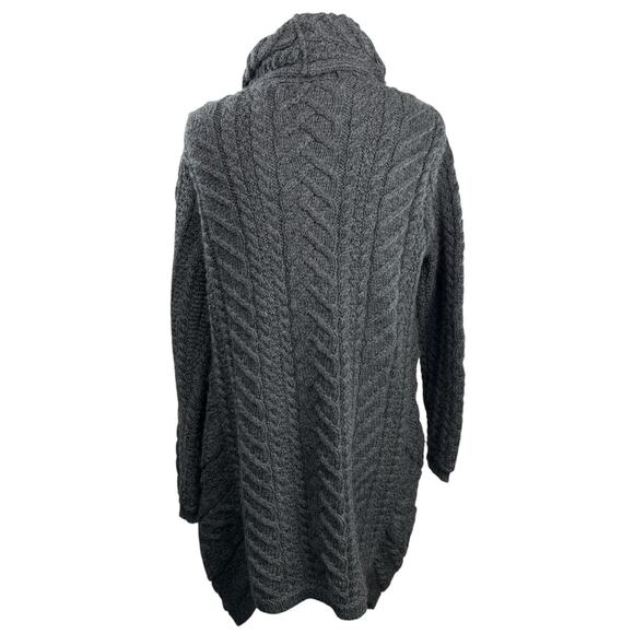 BLARNEY WOOLLEN MILLS Gray Merino Wool Cardigan Cable Knit Ireland Sweater small - Picture 2 of 6